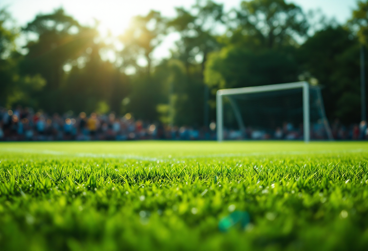 Giocatori di calcio dilettantistico in azione nel campionato reggiano