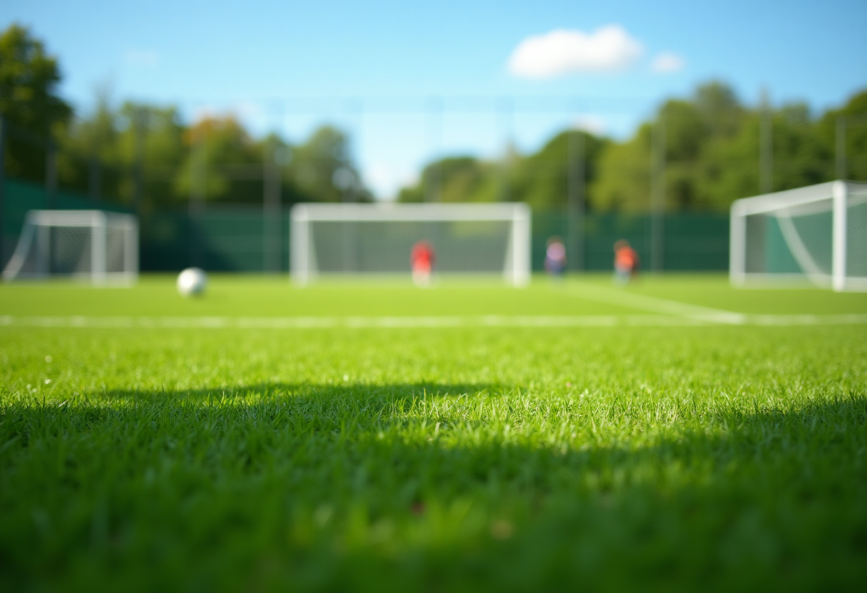 Giovani calciatori impegnati in un'iniziativa contro la violenza