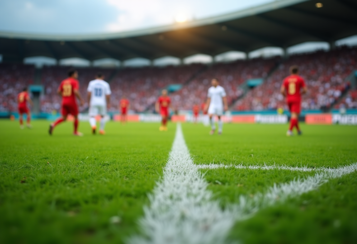 Giocatori di calcio dilettantistico in Umbria in azione