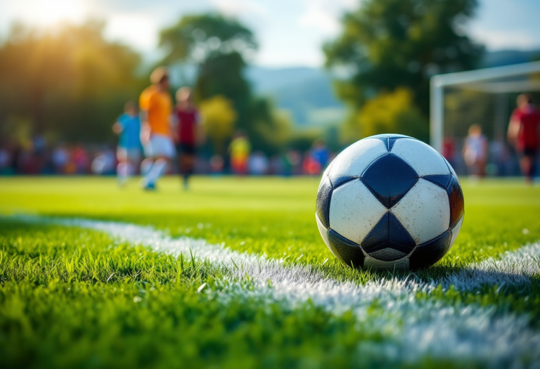 Giocatori di calcio dilettantistico in Umbria in azione