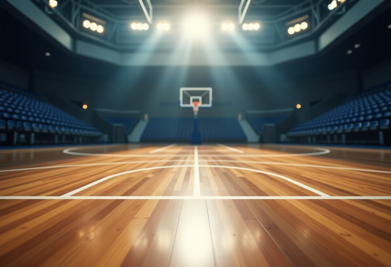 Giocatori in azione durante il campionato di basket senior in Campania