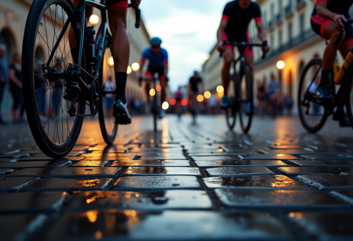 Ciclisti in azione durante l'evento ACSI Treviso