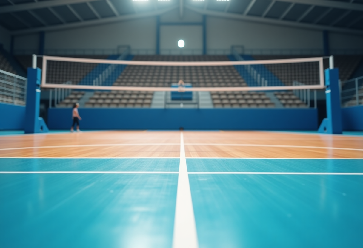 Giocatori di Cisterna Volley in azione contro Milano