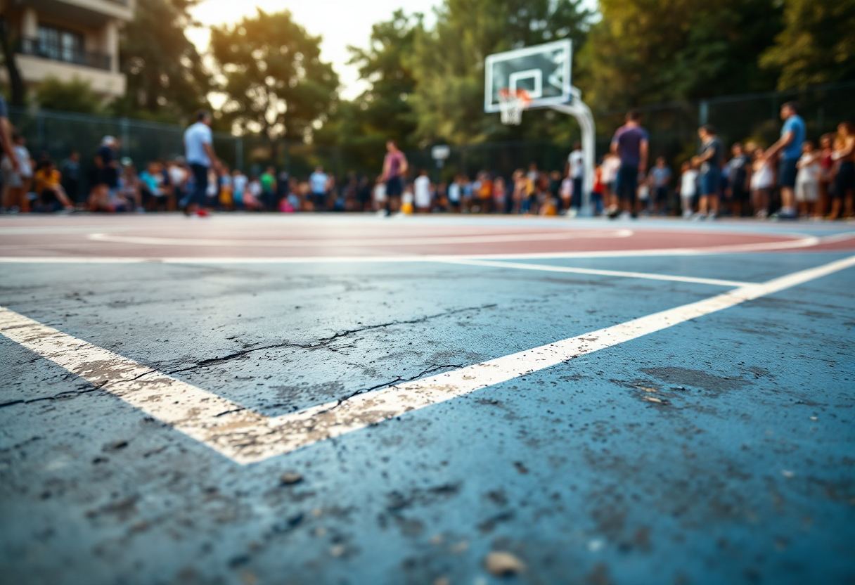 Giocatori di basket 3vs3 in un evento in Sicilia