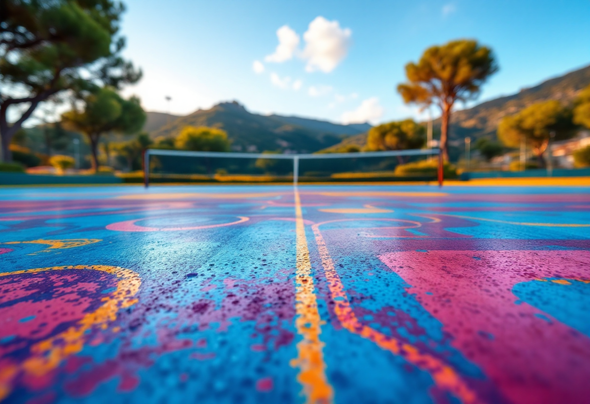 Daniil Medvedev celebra l'inaugurazione del campo da tennis a Grasse