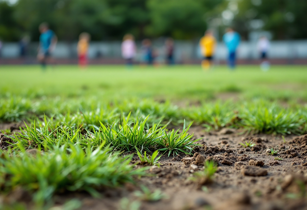 Giocatori in azione durante un derby parmensi di calcio dilettantistico