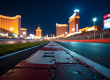 Auto da corsa in azione al Gran Premio di Las Vegas