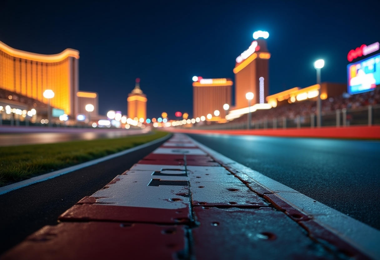 Auto da corsa in azione al Gran Premio di Las Vegas