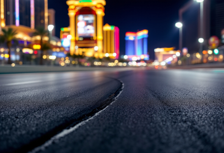 Auto da corsa in azione al Gran Premio di Las Vegas