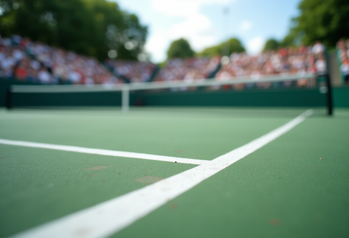 Giocatori di tennis in azione durante un match emozionante