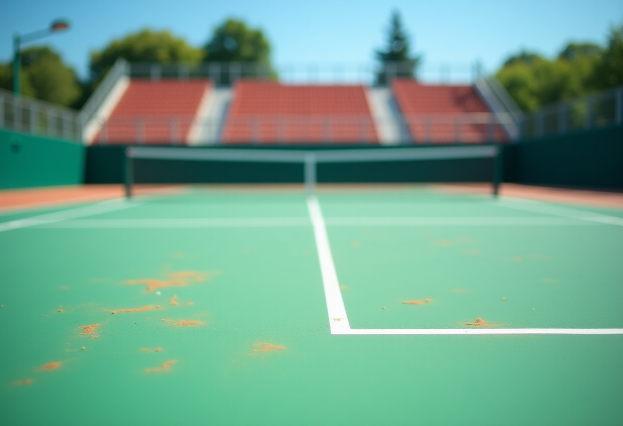 Luca Nardi in azione durante un torneo di tennis