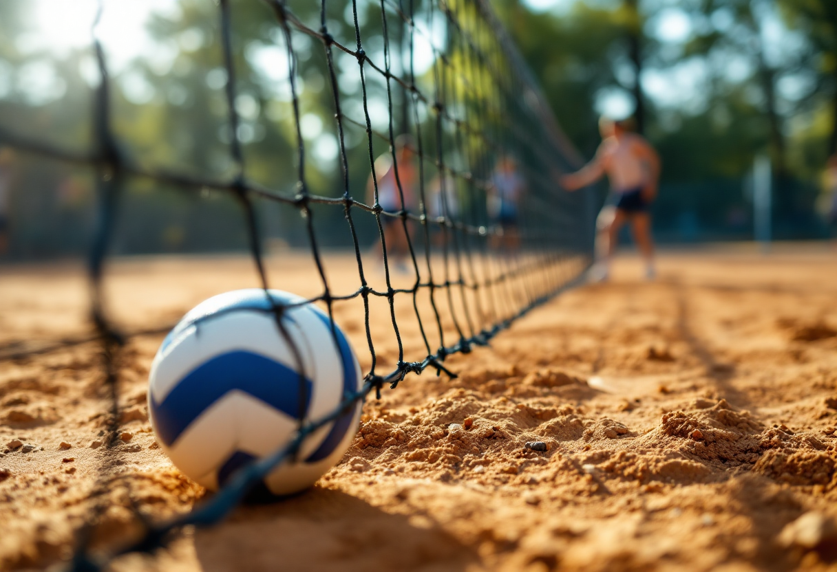 Giocatori di pallavolo in azione durante il derby di Cabiate