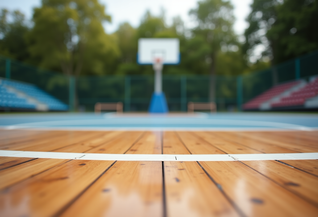 Giocatori italiani in azione durante la partita di basket