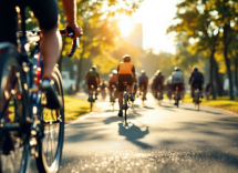 Ciclista che pratica rebreathing durante una gara