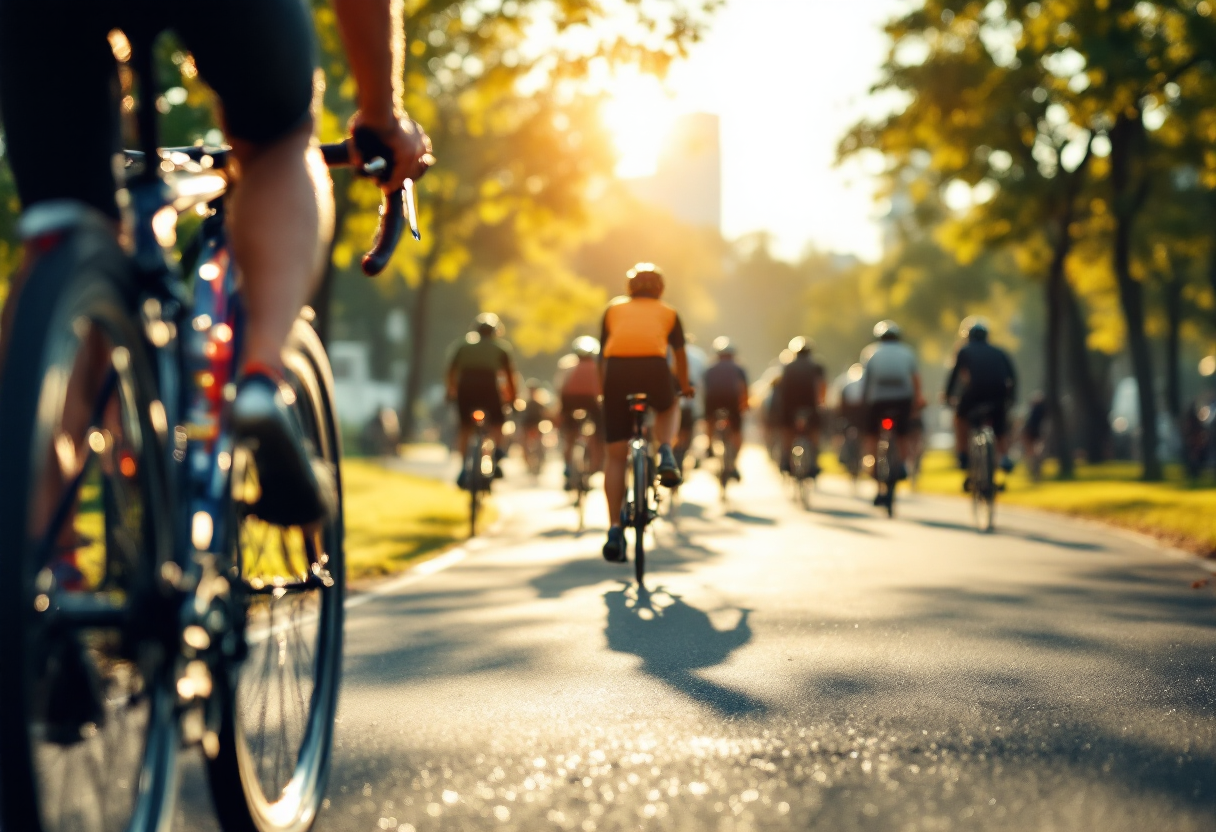 Ciclista che pratica rebreathing durante una gara