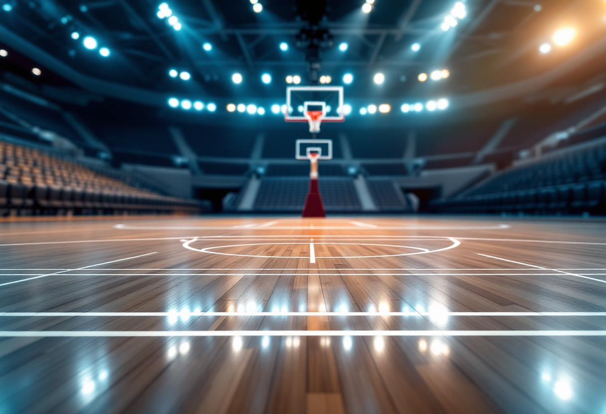 Giocatori in azione durante una partita di Serie A di basket