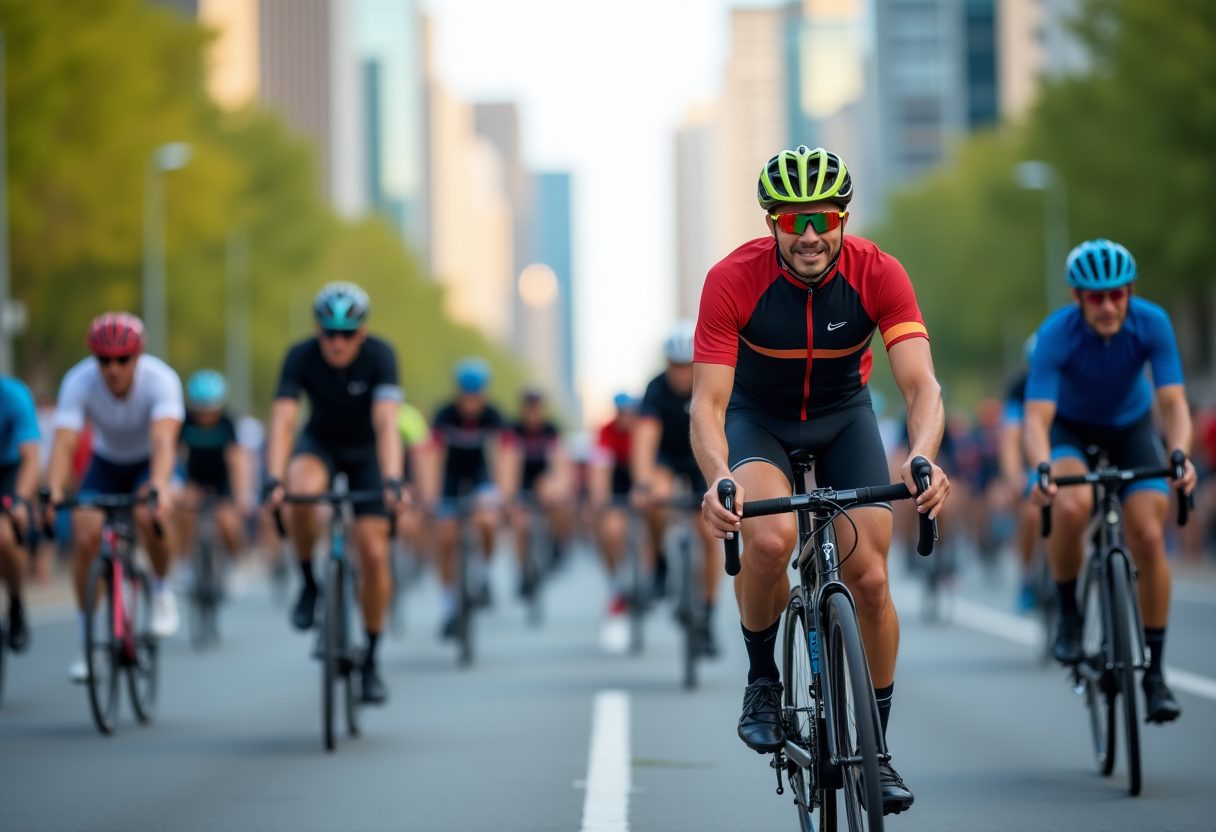 Stefano Zanini in azione durante una gara di ciclismo