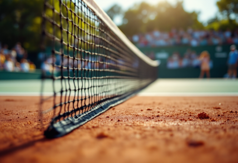 Stefanos Tsitsipas in azione durante una partita di tennis