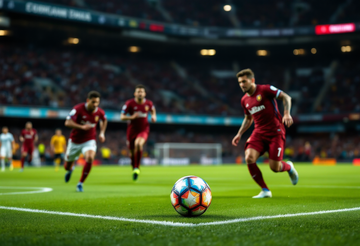 Giocatori di Serie A in azione durante una partita