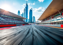 Supercar sfrecciano ad alta velocità nel deserto di Dubai