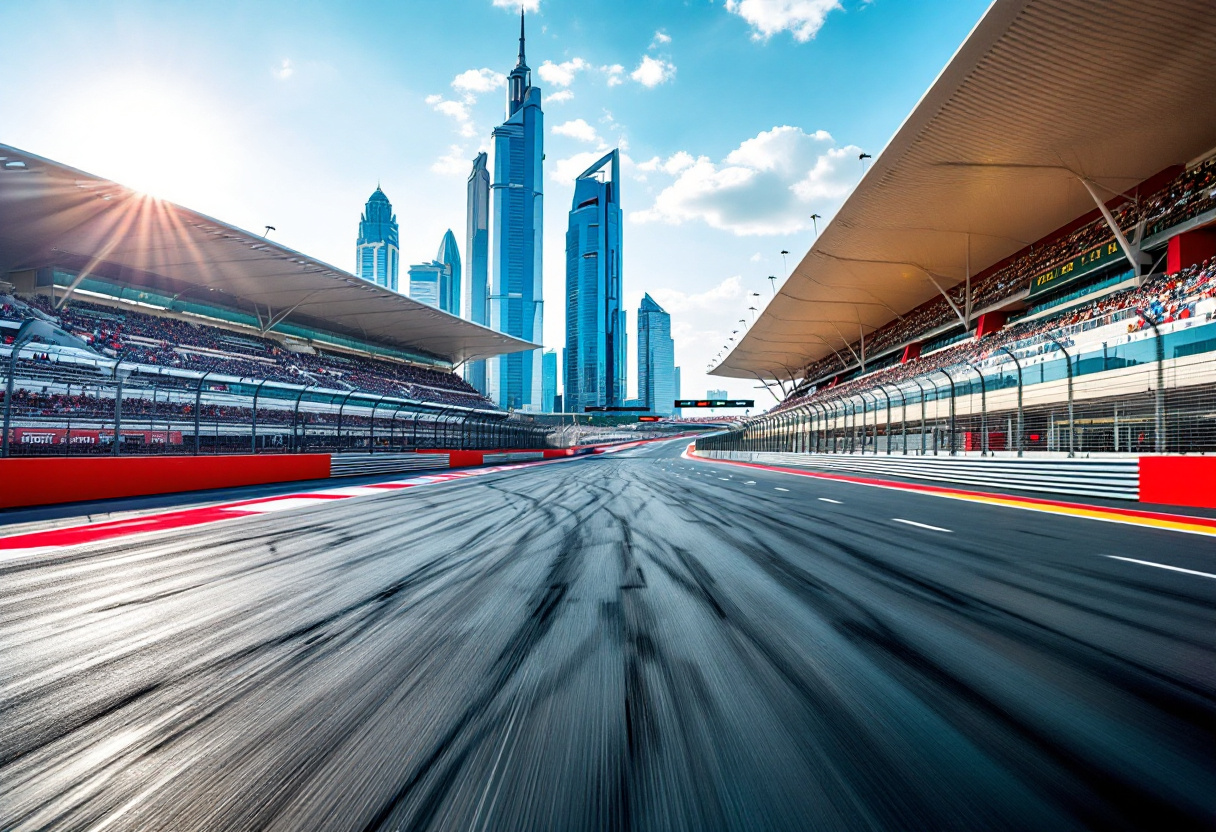 Supercar sfrecciano ad alta velocità nel deserto di Dubai