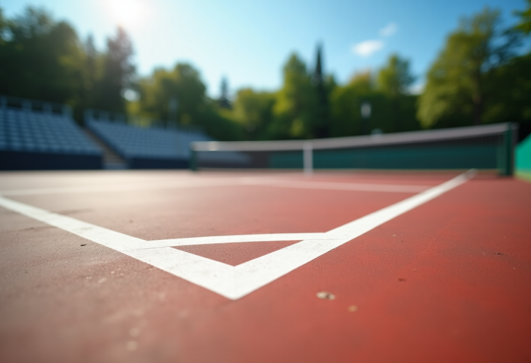 Giocatori di tennis in campo durante un torneo