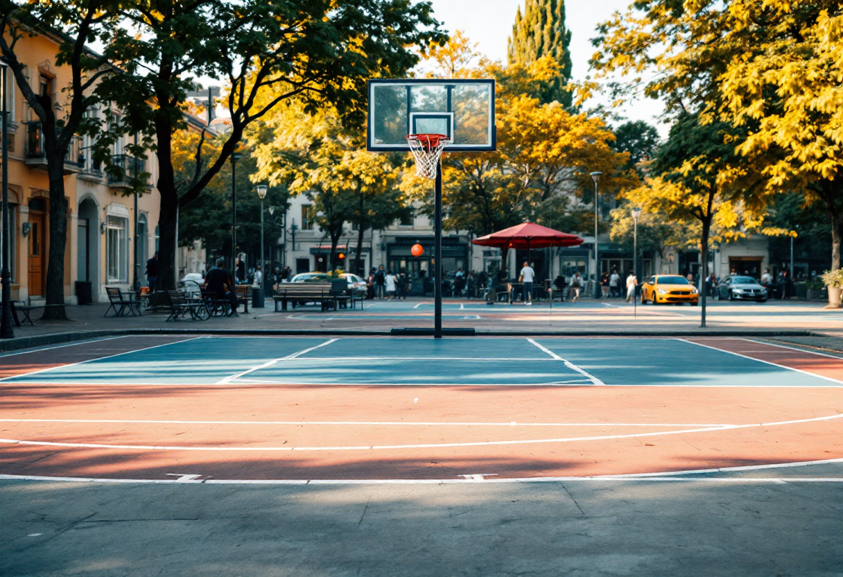 Giocatori al torneo di basket 3x3 a Napoli per l'inclusione