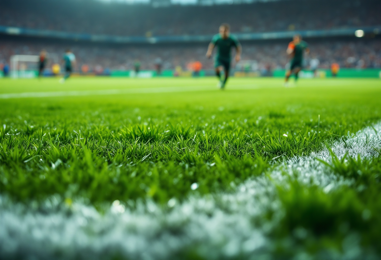 Giocatori in azione durante un derby di calcio a Piacenza