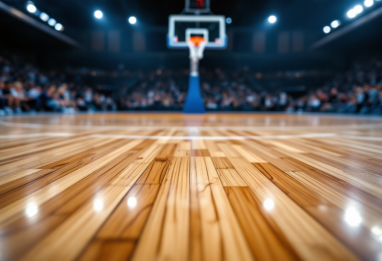 Giocatori di basket in azione durante una partita intensa