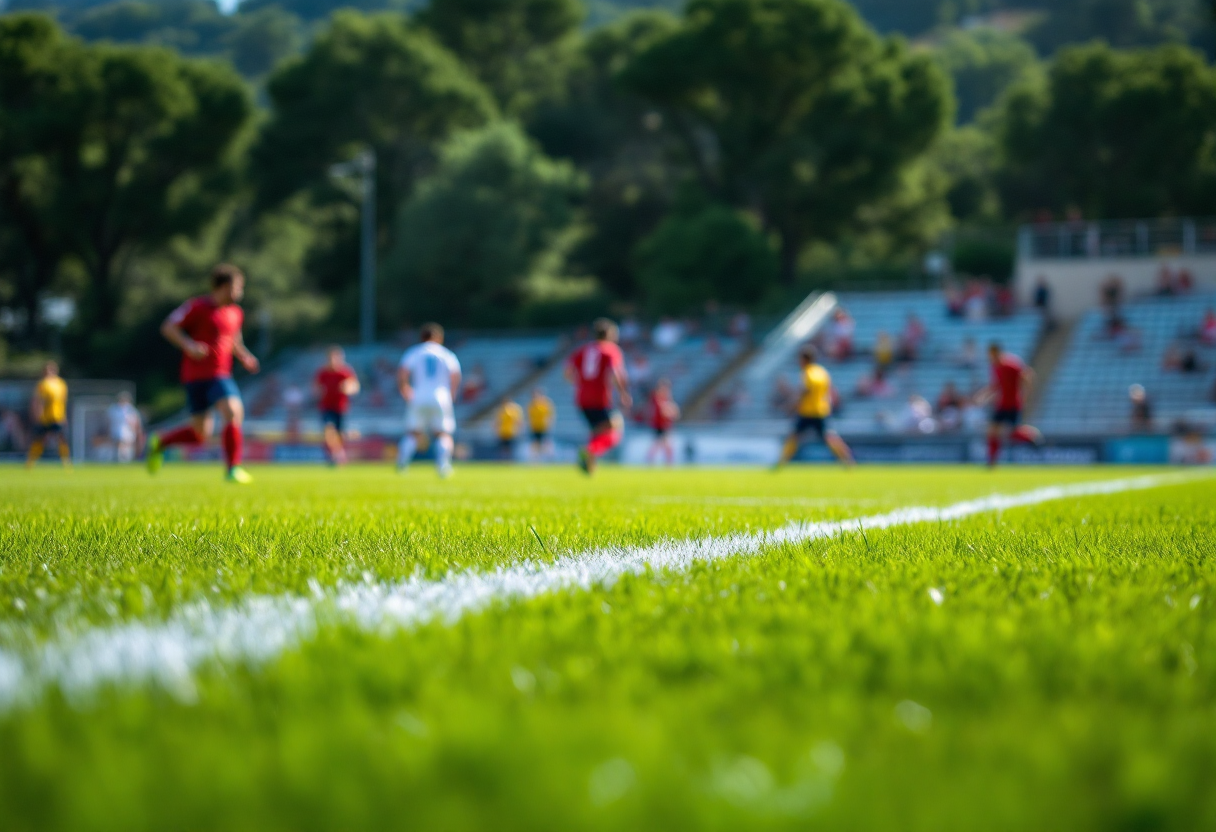 Giocatori di calcio cilentano in azione durante una partita