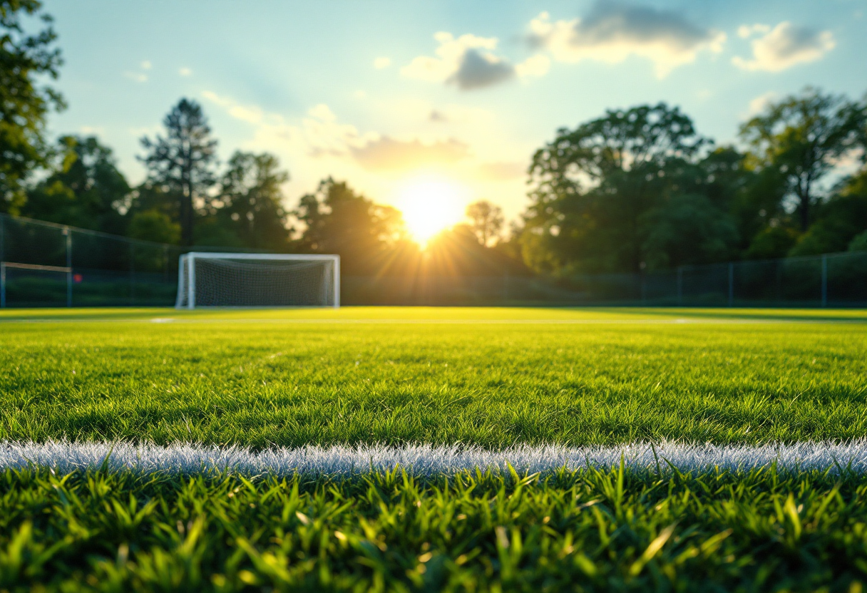 Giocatori di calcio dilettantistico in azione durante una partita