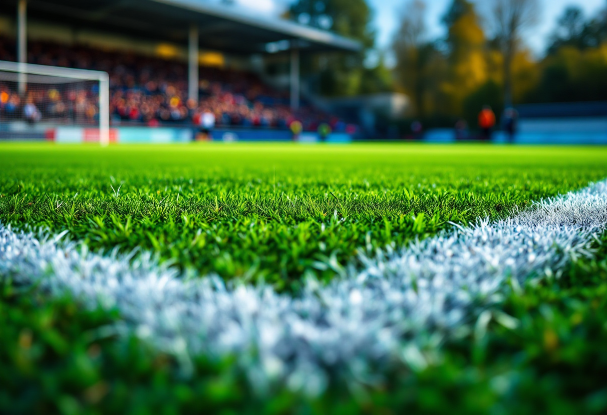 Giocatori di calcio dilettantistico a Parma in azione