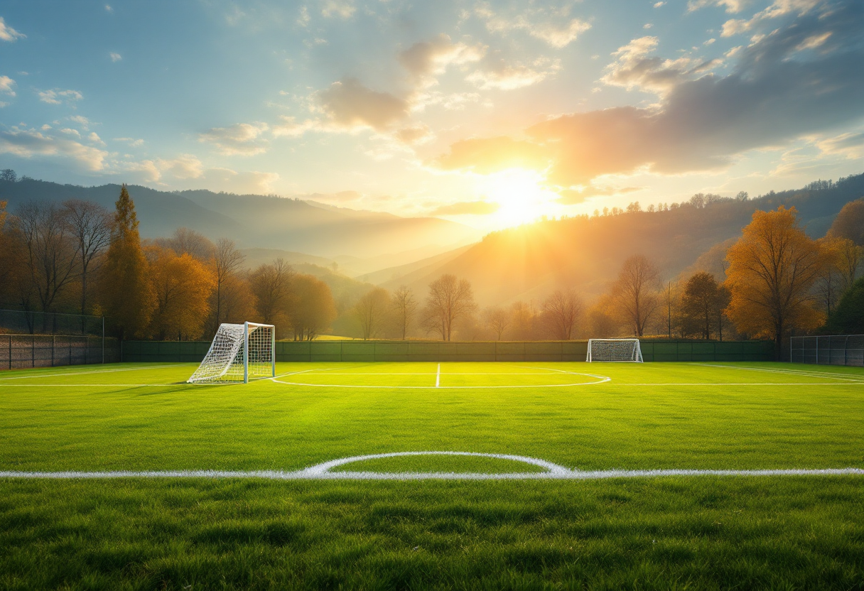 Giocatori di calcio dilettantistico in azione a Piacenza