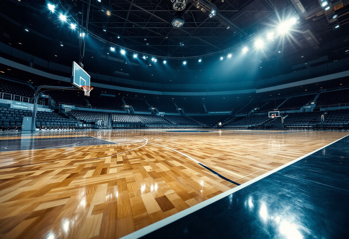 Giocatori in azione durante il campionato di pallacanestro