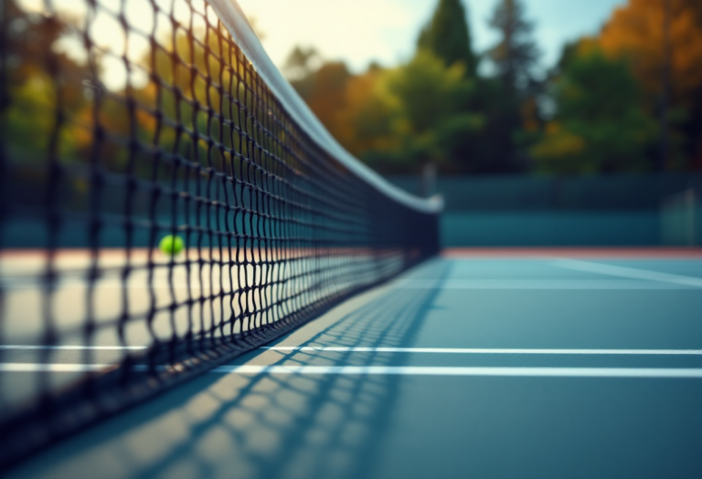 Francesco Passaro in azione durante un torneo di tennis