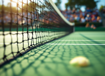 Francesco Passaro in azione sul campo da tennis