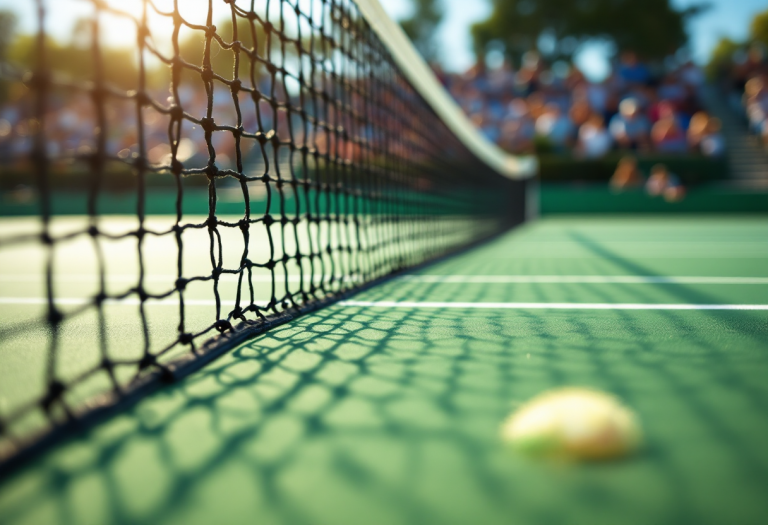 Francesco Passaro in azione sul campo da tennis