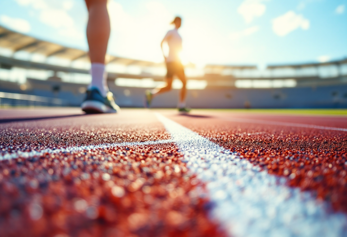 Atleti in azione sul Grand Slam Track durante una competizione