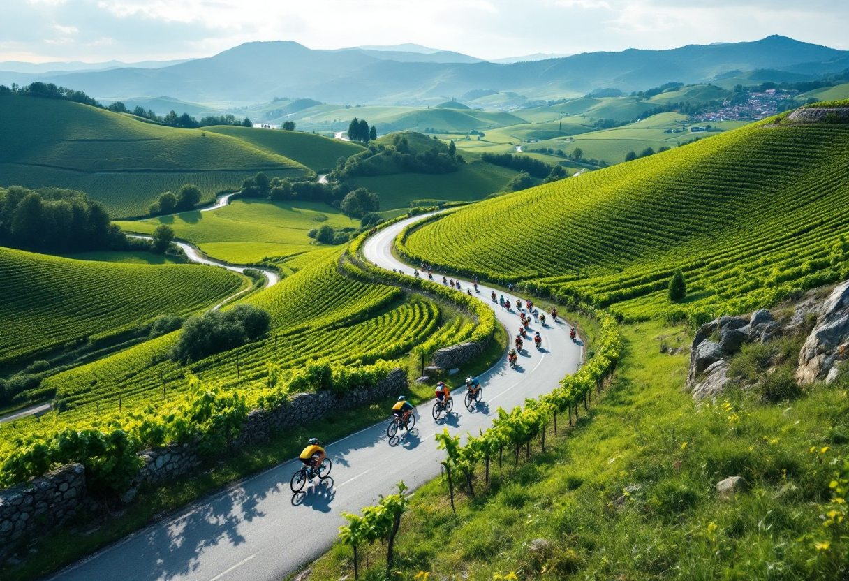 Ciclisti in gara durante una corsa in Piemonte