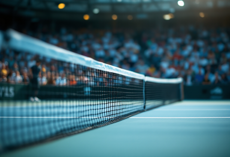 Kyrgios in azione durante una partita di tennis