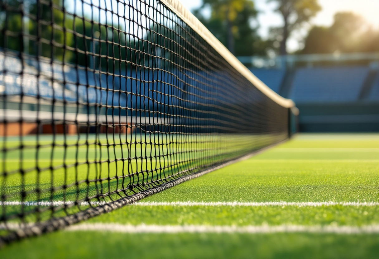 Giocatrice di tennis in azione durante una partita