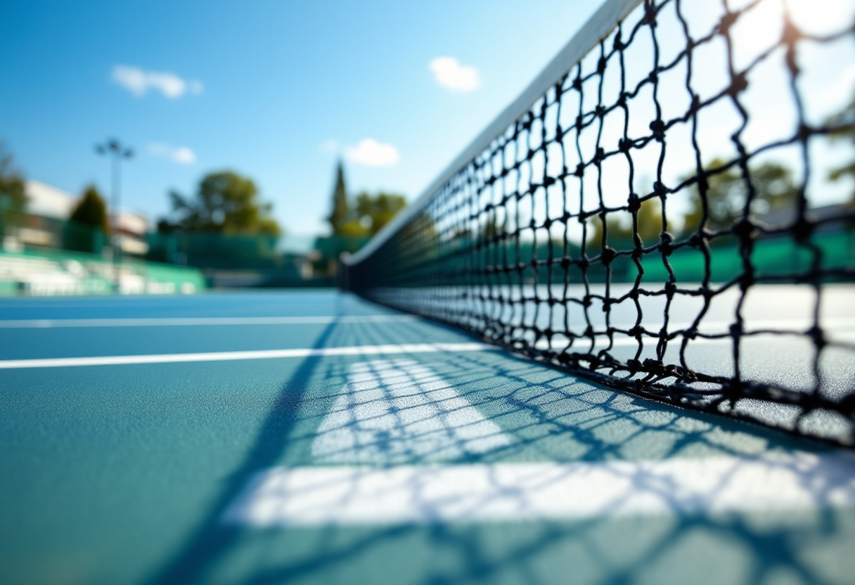 Giocatori di tennis in azione durante un torneo Challenger