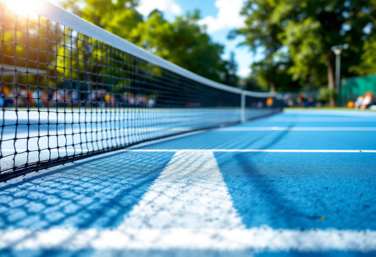 Giocatore di tennis Zeppieri in azione durante un match