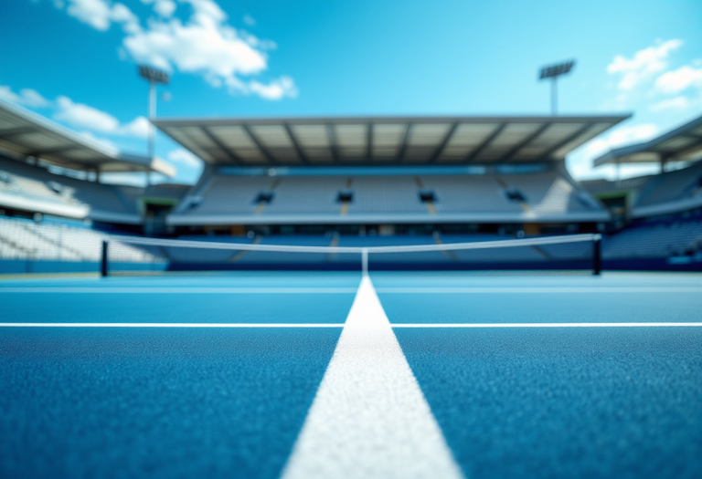 Giocatori di tennis in campo durante una partita