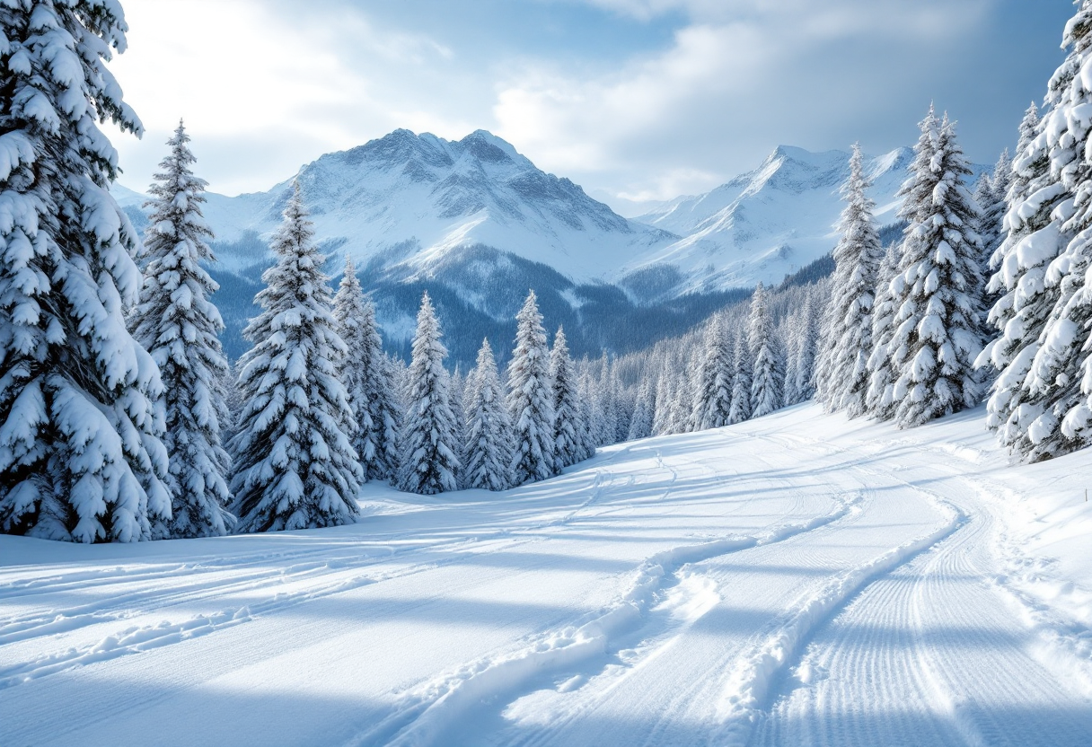 Sara Tomaselli mentre lavora sulle piste da sci del Trentino