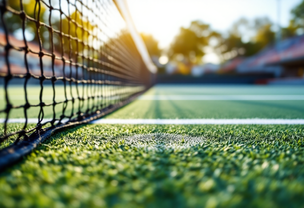 Giocatori di tennis in azione durante il torneo finale