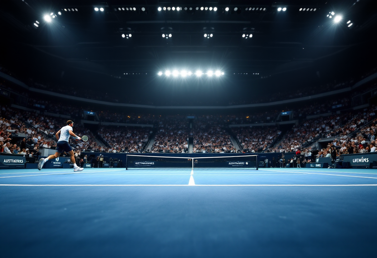 Giocatori in azione durante gli Australian Open 2023