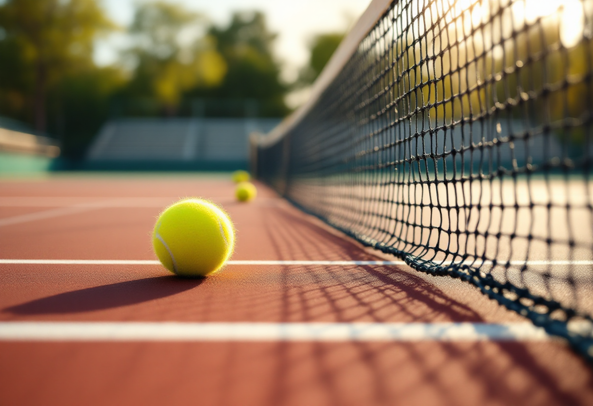 Carlos Alcaraz in azione sul campo da tennis