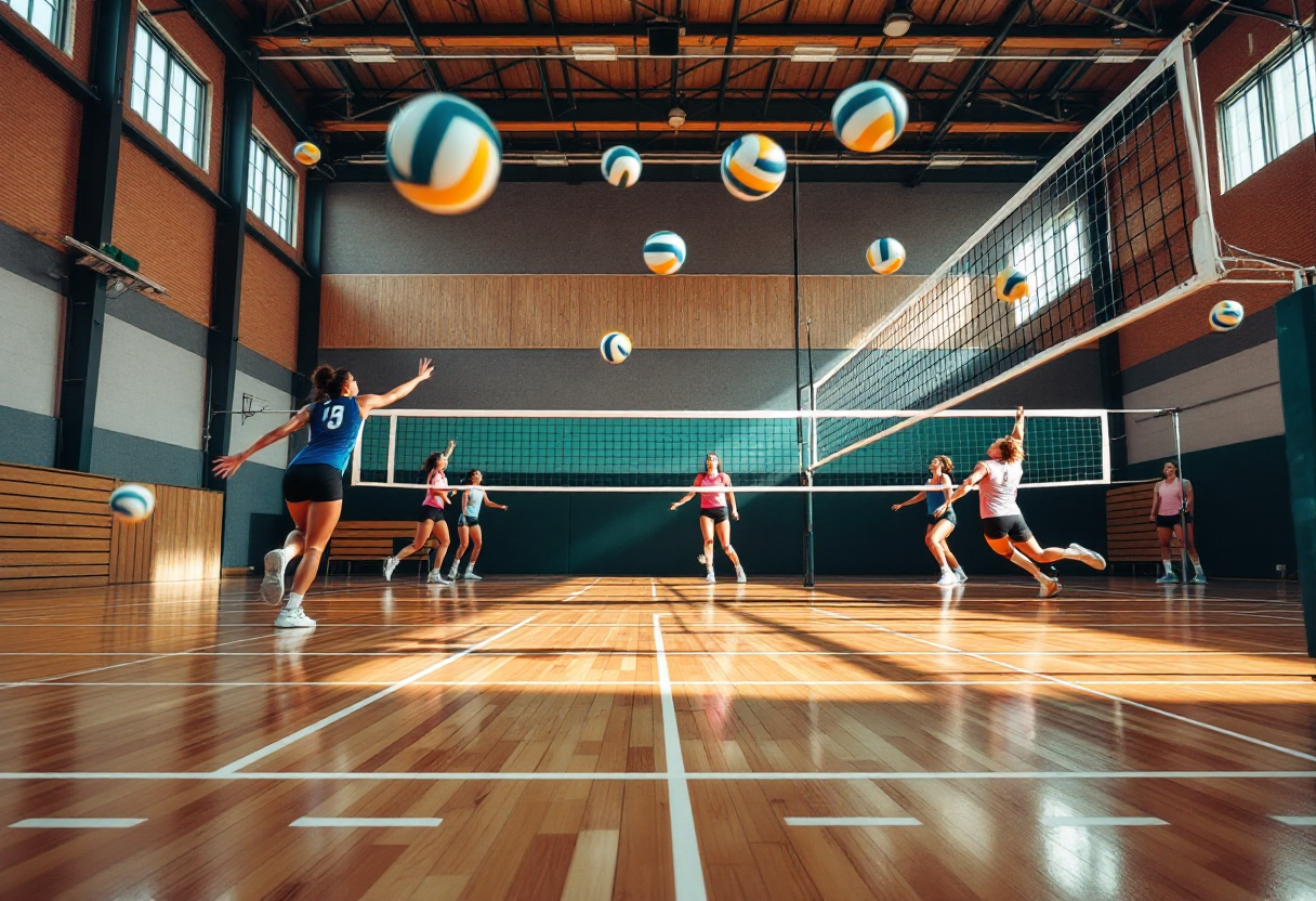 Giocatori di pallavolo italiana in azione durante una partita