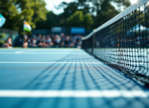 Giocatori di tennis in azione durante la Davis Cup